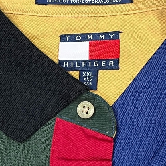 NWT New Old Stock XXL Tommy Hilfiger Color block Long Sleeve Polo Shirt - Picture 7 of 9